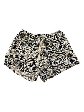 Women's Black and Cream Tropical Print Lounge Shorts